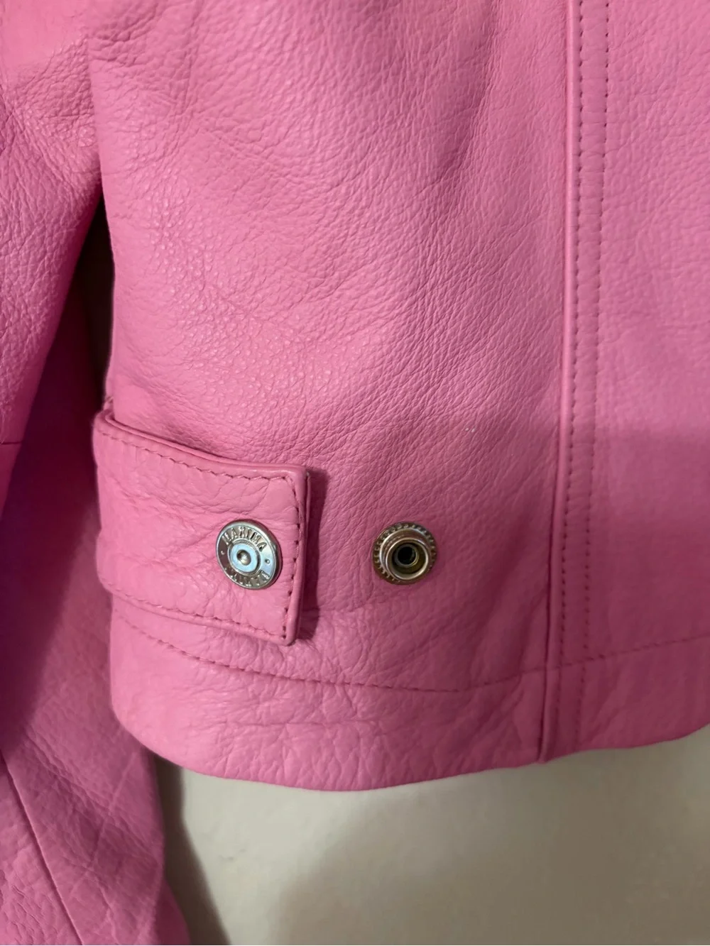 Vintage Wilsons Leather Maxima Pink Moto Jacket Small Y2K Cafe Racer Biker S - Picture 12 of 16